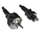 Preview: DINIC Netzkabel,  Schutzkontaktstecker auf C5 Kleeblatt-Stecker